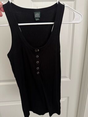 wild fable Black Ribbed Snap-Front Tank